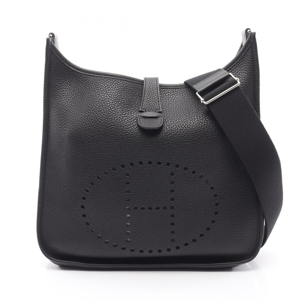 HERMES Evelyne III GM Shoulder Crossbody Bag Clemence leather Black SHW Used N