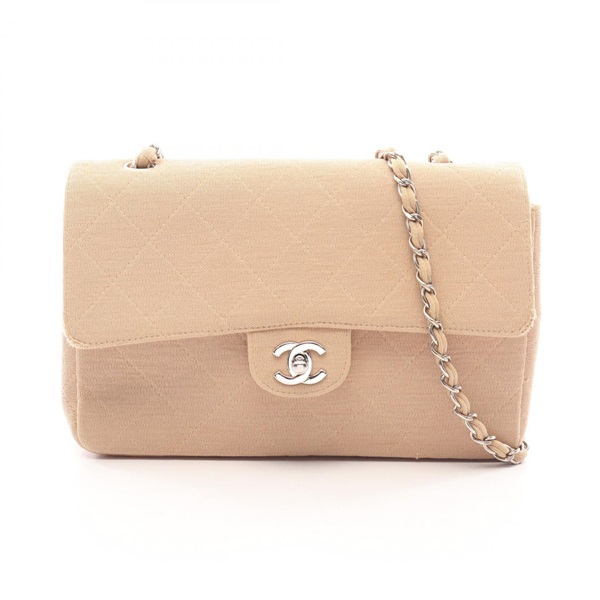 CHANEL Matelasse single flap chain crossbody Shoulder Bag Cotton jersey SHW used