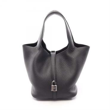 HERMES Picotin Lock MM tote Handbag K 060991CK Taurillon Clemence Black Used SHW