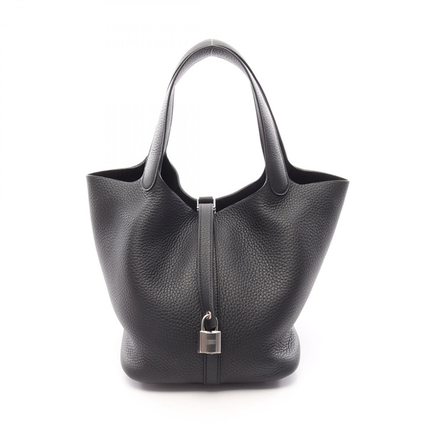 HERMES Picotin Lock MM tote Handbag K 060991CK Taurillon Clemence Black Used SHW
