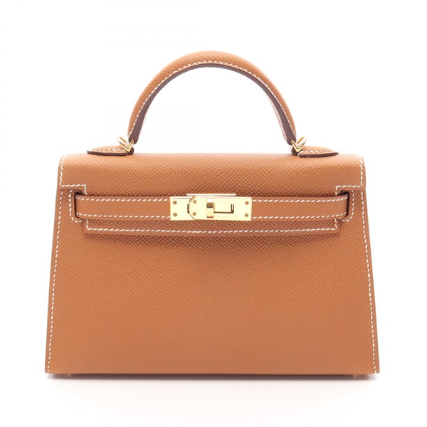 HERMES Mini Kelly 2 Outside Stitched shoulder Handbag B 26070209 Epsom Gold GHW