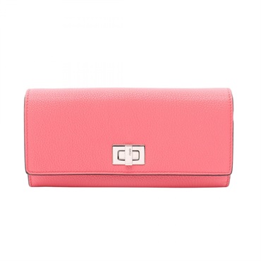 FENDI Peekaboo Selleria Bifold wallet purse leather Pink Used Women