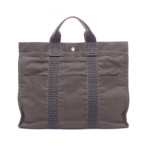 HERMES Herline MM Tote hand Bag canvas Gray Used unisex SHW