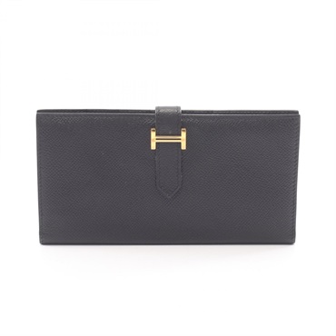 HERMES Bearn classic Bifold purse wallet K 038671CC Epsom leather Black Used GHW