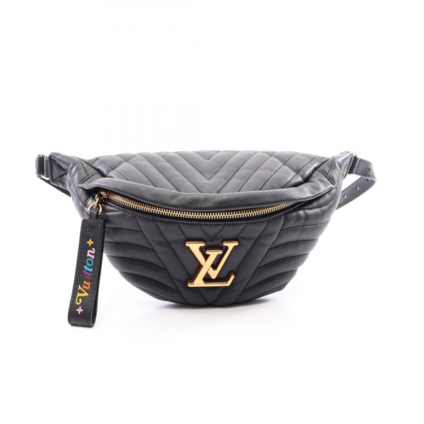 LOUIS VUITTON New Wave Bum Waist Belt Bag M53750 leather Black Used Women LV