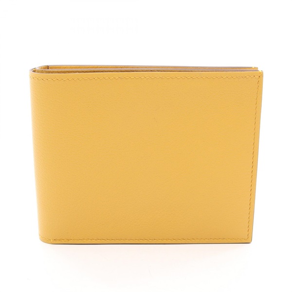 HERMES Citizen Twill Compact Bi-fold wallet purse B Evercolor leather Sun SHW