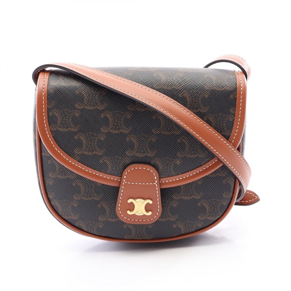 CELINE Triomphe Mini busas Shoulder crossbody Bag 196702BZJ canvas leather Black
