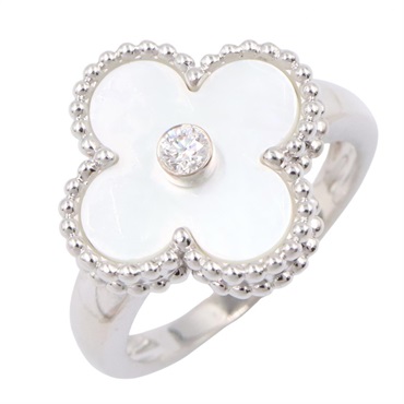 Van Cleef & Arpels Vintage Alhambra Ring 18KWG White Gold Mother of pearl Used