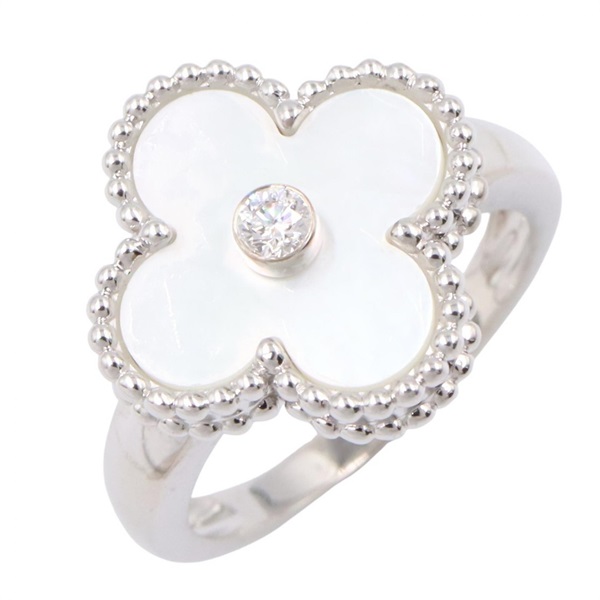 Van Cleef & Arpels Vintage Alhambra Ring 18KWG White Gold Mother of pearl Used