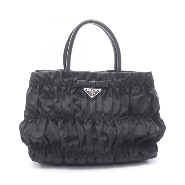 PRADA TESSUTO GAUFRE Tote Handbag BN1703 Nylon leather Black Used Women