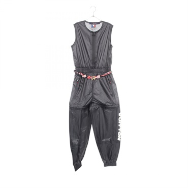LOUIS VUITTON Logo Print zip up Coveralls Nylon Black Used Women size 38