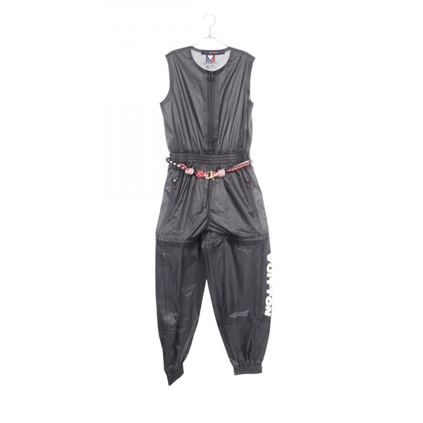 LOUIS VUITTON Logo Print zip up Coveralls Nylon Black Used Women size 38