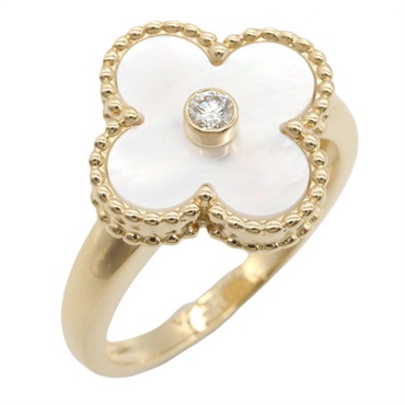 Van Cleef & Arpels Vintage Alhambra Ring 18KYG Gold Mother of pearl Diamond used