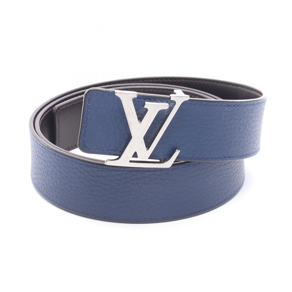 LOUIS VUITTON LV Reversible Belt leather Blue Black Used mens
