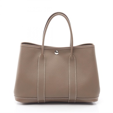 HERMES Garden party TPM Tote Bag L Negonda leather Etoupe Grey Used Women SHW
