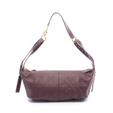 Christian Dior D-Journey Medium Shoulder hand Bag leather Bordeaux Used Women