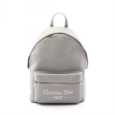 Christian Dior Logo RIDER 1947 Rucksack Backpack leather Gray Used mens CD