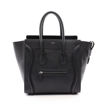 CELINE Luggage micro shopper Handbag leather Black Used Women