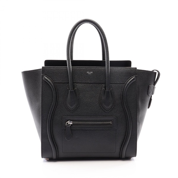 CELINE Luggage micro shopper Handbag leather Black Used Women