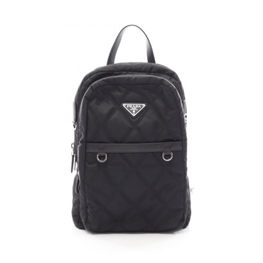 PRADA TESSUTO IMPUNTU Rucksack Backpack Nylon Saffiano leather Black Used Women