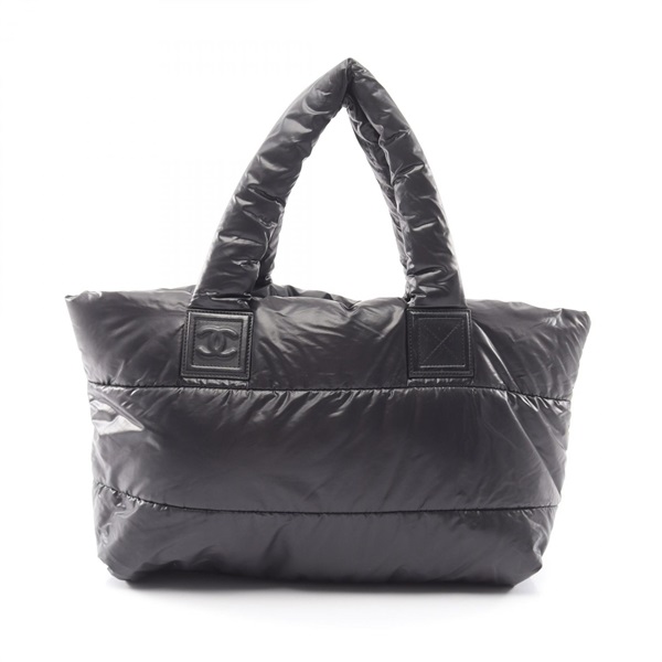 CHANEL Coco Cocoon MM Hand Tote Bag Nylon Black Used Women CC SHW