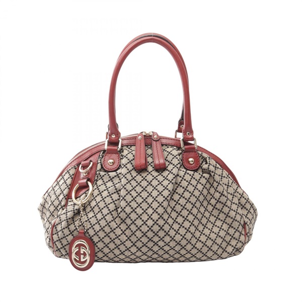 GUCCI Sukey Diamante Handbag 223974 canvas leather Beige Red Black Used Women