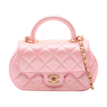 CHANEL Matelasse Top Handle Chain Crossbody Shoulder Bag AS4573 Fabric Pink Used