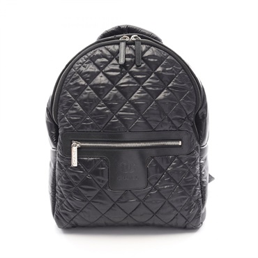 CHANEL Coco Cocoon Rucksack Backpack Nylon leather Black SHW Used Women CC