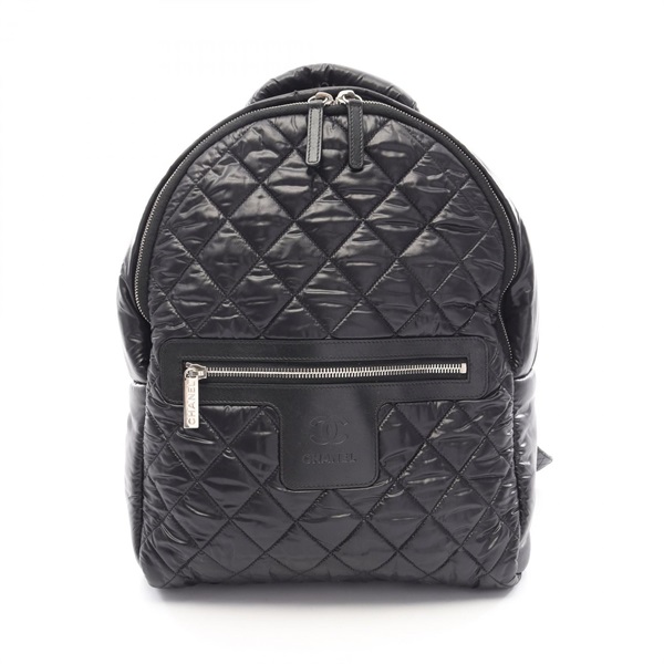 CHANEL Coco Cocoon Rucksack Backpack Nylon leather Black SHW Used Women CC
