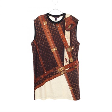 LOUIS VUITTON LV Trunk Print Sleeveless Dress RW242WB QVR FRJD93 cotton Used #M