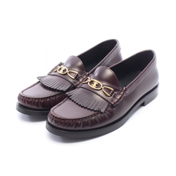 CELINE Triomphe Quilt loafers shoes #36 MG0230 leather Brown Used Women
