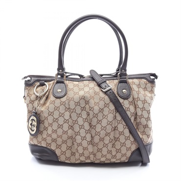 GUCCI Sukey GG canvas Handbag 285730 canvas leather Beige Brown Used Women