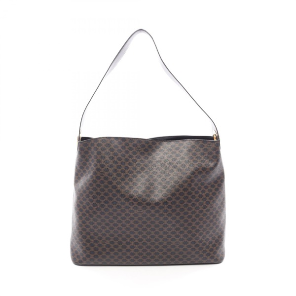 CELINE Macadam Shoulder hand Bag canvas leather Brown Black Used Women