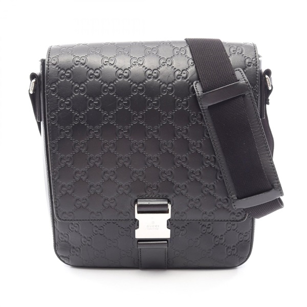 GUCCI Guccisima Shoulder Crossbody Bag 406368 leather Black Used unisex GG