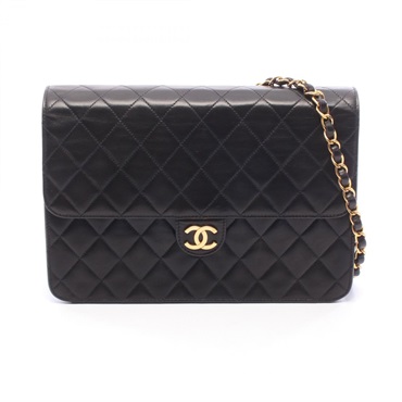 CHANEL Matelasse chain Shoulder hand Bag Lambskin Black GHW Used Women