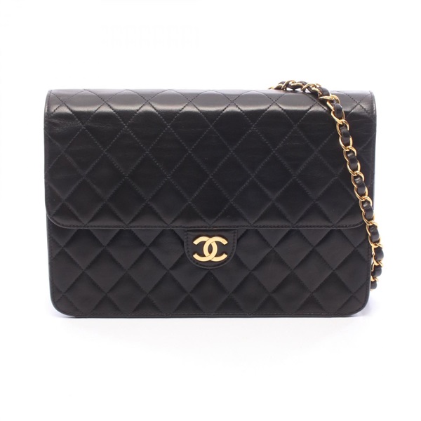 CHANEL Matelasse chain Shoulder hand Bag Lambskin Black GHW Used Women