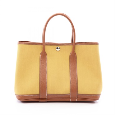 HERMES Garden party TPM Tote hand Bag Z Toile Military Negonda Gold Used SHW