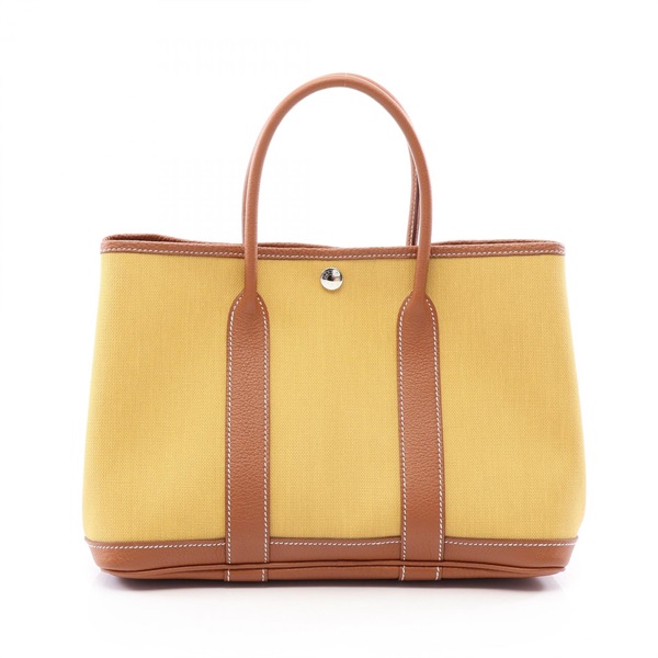 HERMES Garden party TPM Tote hand Bag Z Toile Military Negonda Gold Used SHW