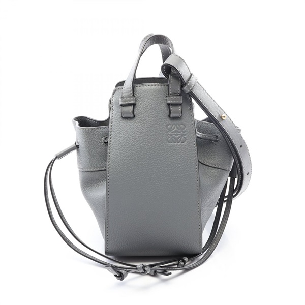 LOEWE Hammock Drawstring Shoulder Crossbody Handbag Mini leather Gray Used Women
