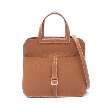 HERMES Halzan 25 Crossbody Handbag 082027CC Clemence leather Gold GHW Used W