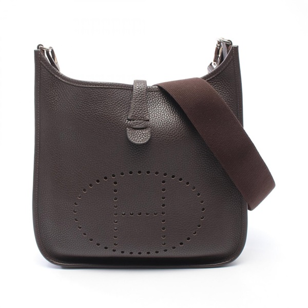 HERMES Evelyne 1 PM Shoulder hand Bag J Taurillon Clemence Ebene Used Women SHW