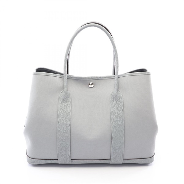 HERMES Garden party PM Tote hand Bag K Negonda Toile Officier SHW Gris pantin