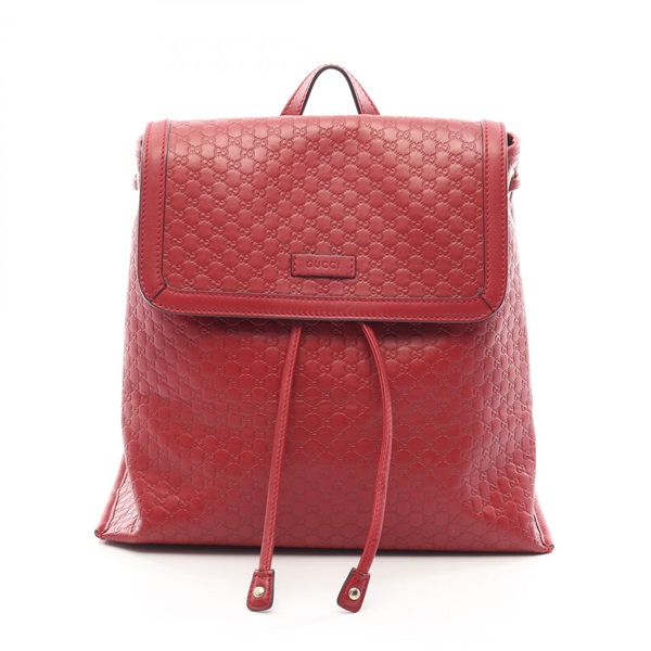 GUCCI Microguccissima Rucksack Backpack 607993 leather Red Used Women GG