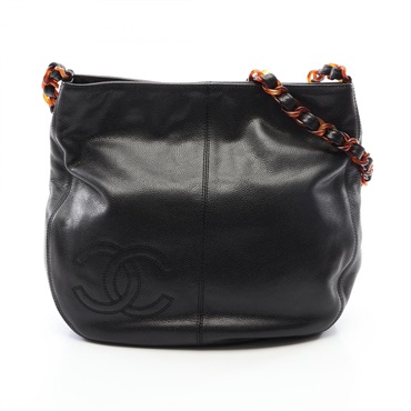 CHANEL COCO Mark Shoulder hand Bag Grained Calfskin leather Black Used Women