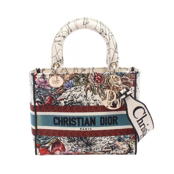 Christian Dior LADY D-LITE Medium crossbody shoulder tote Handbag canvas used