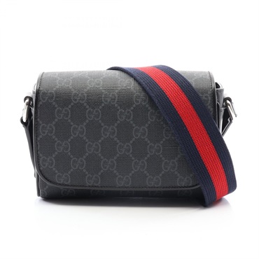 GUCCI GG Super Mini Sherry Line Shoulder Bag 791741canvas leather Black Used