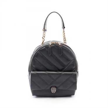 BVLGARI Serpenti Cabochon chain strap Rucksack Backpack leather Black Used Women
