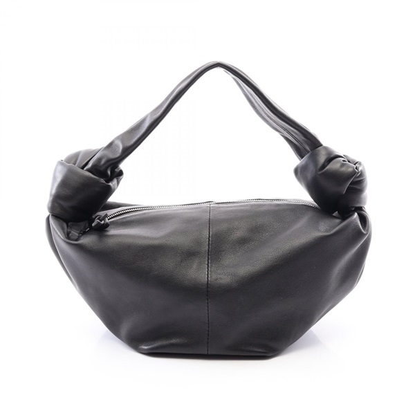 BOTTEGA VENETA Double Knot Mini Handbag Pouch Purse leather Black Used Women