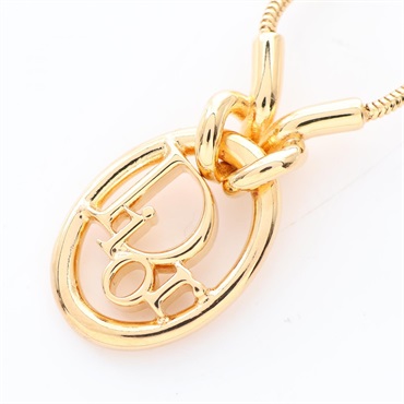Christian Dior Oblique Necklace pendant 40-44cm Gold Plated preowned women