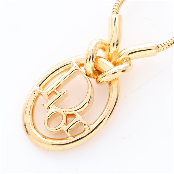 Christian Dior Oblique Necklace pendant 40-44cm Gold Plated preowned women